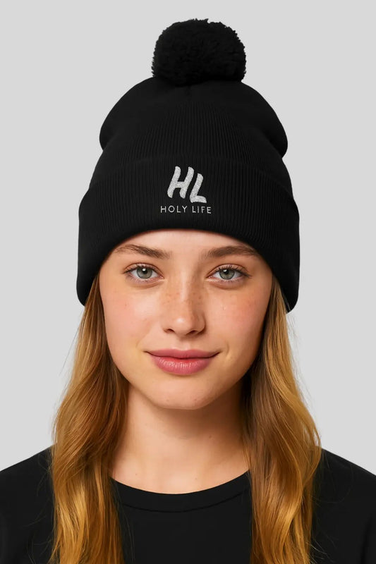 Cozy Pom - Knit Beanie (Embroidered) - Holy Life Brand